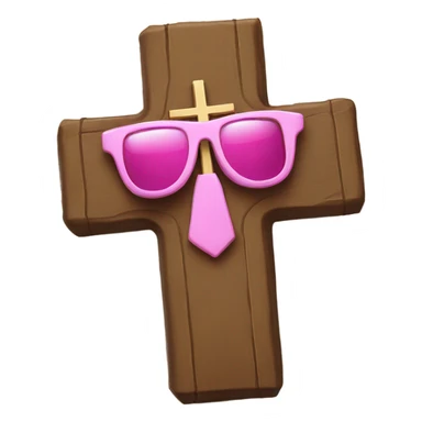 A cross wearing pink sunglasses holding the holy bible sticker