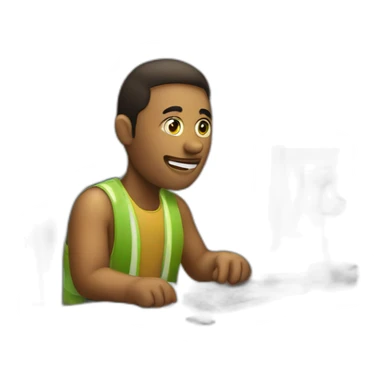 person at computer with money sticker