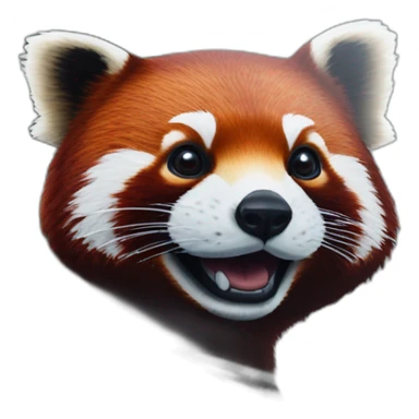 Red panda head visible through side window of Aston Martin, close view of car sticker