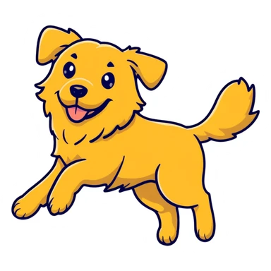 Golden retriever dog running at full speed sticker