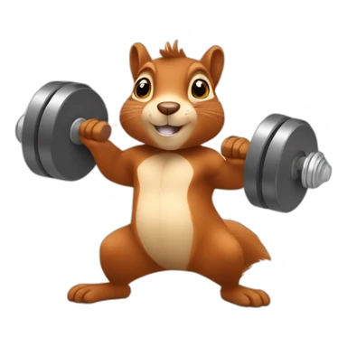 squirrel does exercises with dumbbells sticker