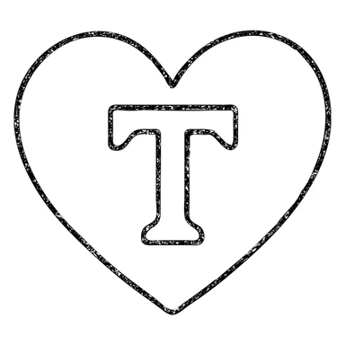 pink heart with a bold letter T in the center sticker