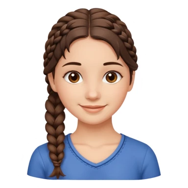 Make me a brunette girl, with brown (dark) eyes and a side braid sticker