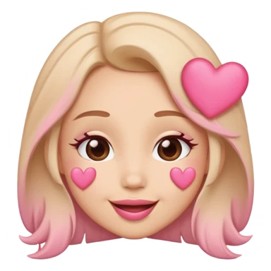 Kissy face with pink hearts sticker