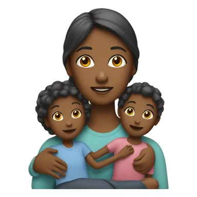 woman with two children sticker