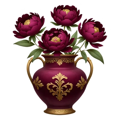 burgundy peonies in a vintage vase sticker