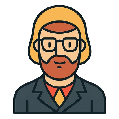 a medieval man wearing black glasses and a black suit sticker
