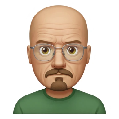 Draw Walter White in glasses, bald head, goatee beard, green shirt & serious expression. sticker