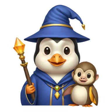 Penguin Wizard gay crush sur un singe sticker