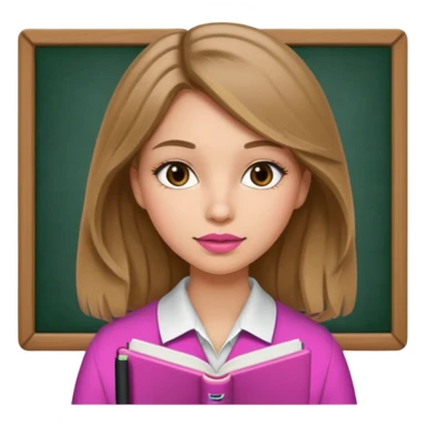 make me an emoji of a bronde girl studying in university, touch of pink sticker