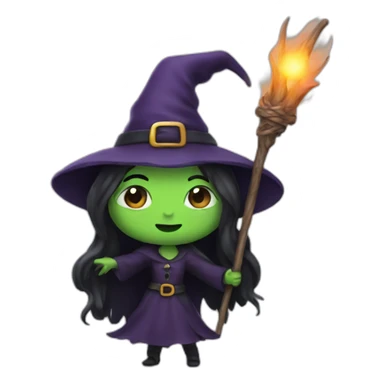 A witch holding a wand sticker