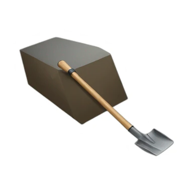 shovel near a coffin sticker