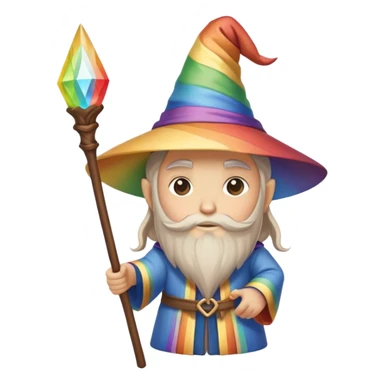 Rainbow wizard with hat and staff sticker