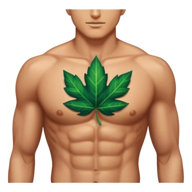 close up male abs and chest with leaf shadows and crystal reflections sticker