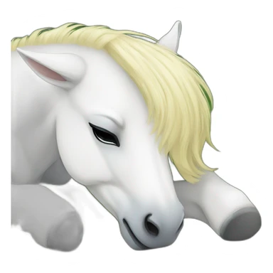white pony sleeping lying on the ground sticker