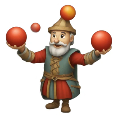 medieval juggler juggling 4 balls sticker