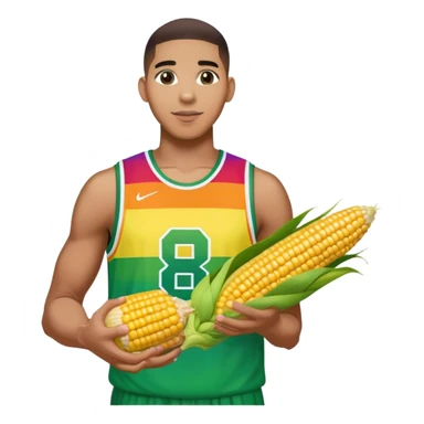 Jayson Tatum in a rainbow jersey with a corn in his hand sticker