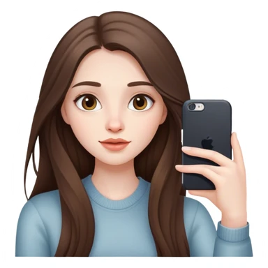  beautiful pale brunette girl with long hair taking selfie  sticker