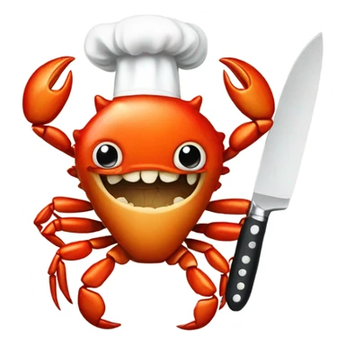Maryland crab holding a chef knife sticker