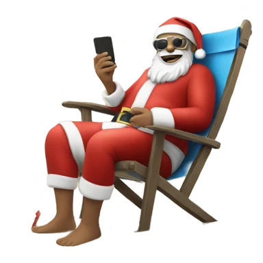 Santa relaxing on the beach sticker