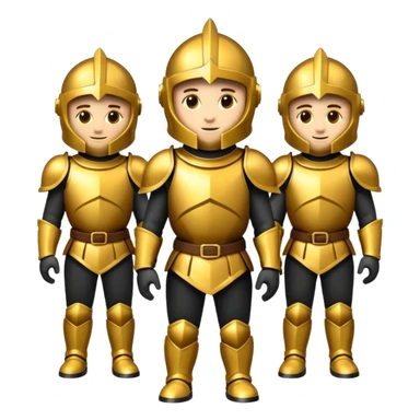 group of golden knights in shadows, emoji style sticker