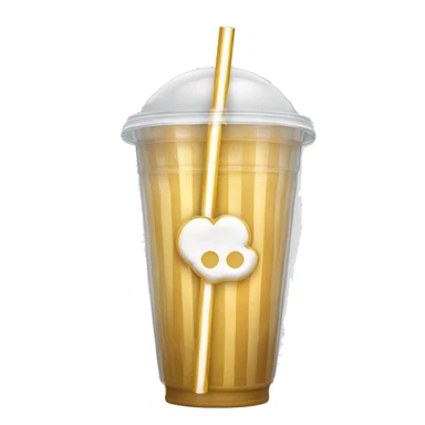 a single gold white striped straw in a see through cup sticker