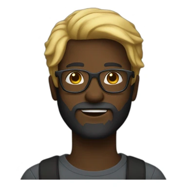 Theorus with blond hair and beard with glasses but black skin sticker