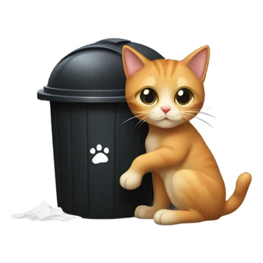 Reddish blonde cat dressed as car burglar breaking into trash can sticker