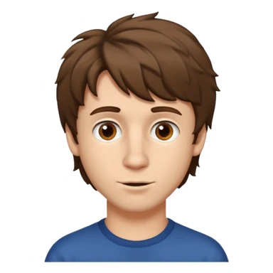 Brown hair white boy with b,rown eyes big nose and a shaggy hair cut sticker