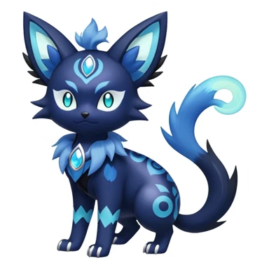 Shiny Evil mExotic Badass Colorful Ethereal Royal Mysterious Gothic Meowstic-Zorua-Litten-Noibat-Pokémon-Fakémon-hybrid-creature (full body) with random pattern-markings sticker