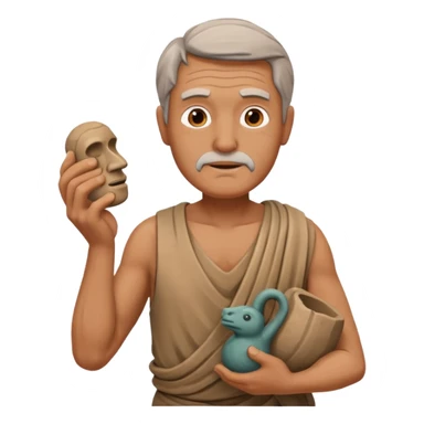 Ancient  man  with clay sculpture sticker