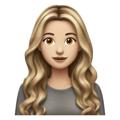 White girl with long brown hair with blonde highlights balayage sticker