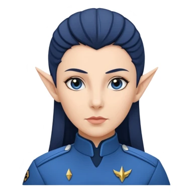 female Vulcan in Starfleet blue uniform (Star Trek) no green face sticker