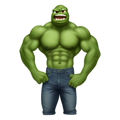 Body builder Pepe the frog tearing off shirt sticker