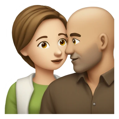 Bald man kissing brown haired girl sticker