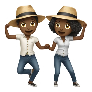 Two cuties dancing with hats on sticker