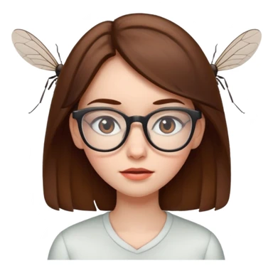 brown hair girl with glasses but as a mosquito  sticker