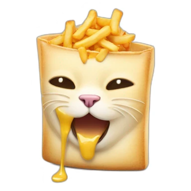 un chat qui mange une poutine sticker