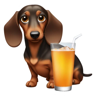 a daschund chilling with a drink  sticker