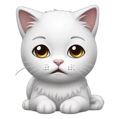 sad crying black and white cat sticker