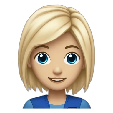 joven rubia con ojos azules y pelo largo a punto de entrar en la tardis sticker
