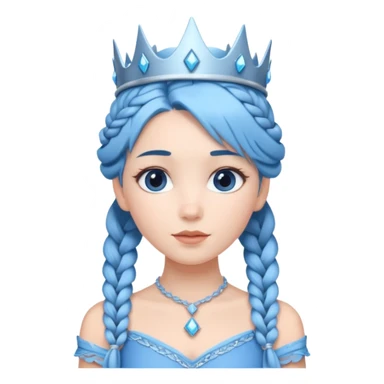 braided hair ice princess with crown blue hair sticker