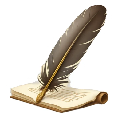 a feather quill and an open SCROLL sticker