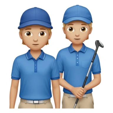 2 sandy haired 10 year old boy golfers wearing blue shirts and hats sticker