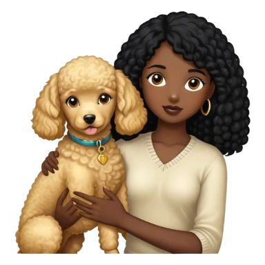 Black  hair girl wiht golden pudel boy dog sticker