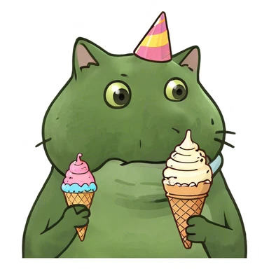 Fat cat eating ice cream  sticker