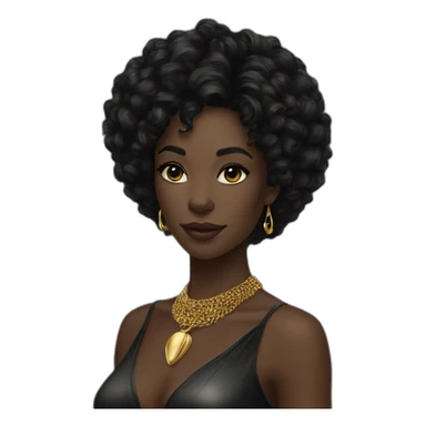 A Beautiful Black panther woman black hair with gold necklace sticker