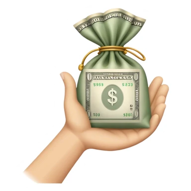 a hand holding a bag of money sticker