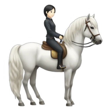 white-hourse-with-rider—japanese-girl sticker