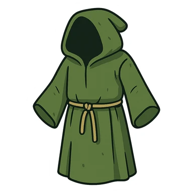 flat toon style green old robe sticker